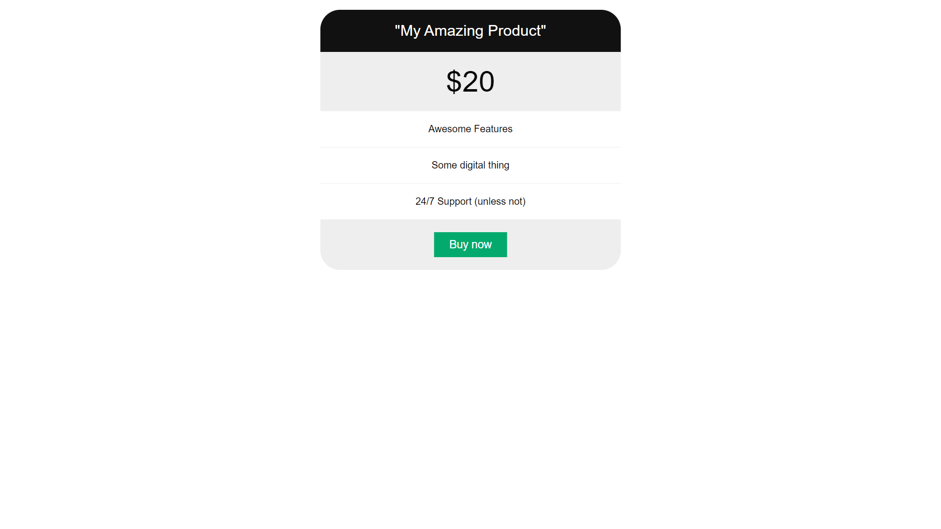 My wonderful pricing page